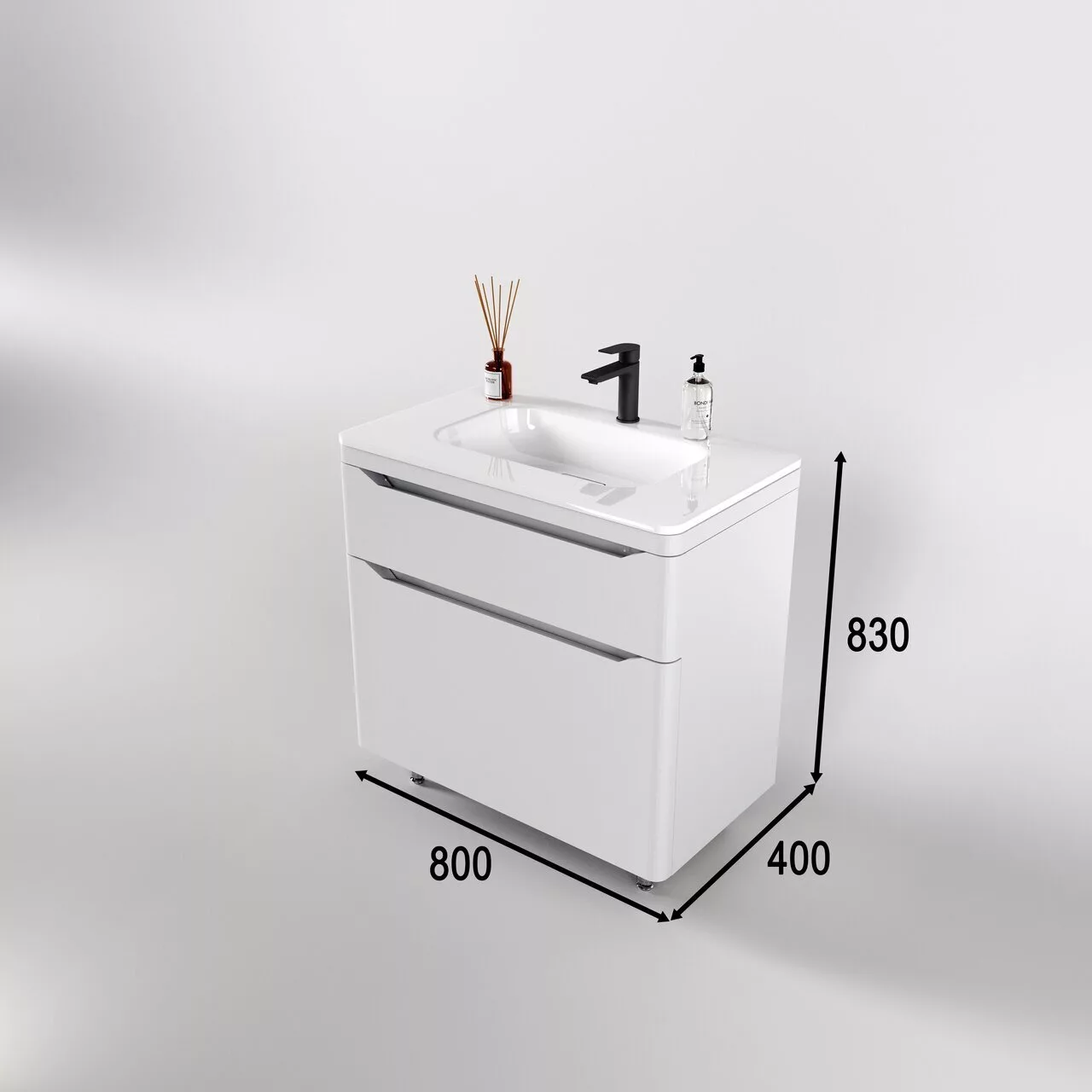 картинка Тумба напольная Style Line El Fante Марелла 80 Люкс антискрейтч белый матовый  в ванную комнату