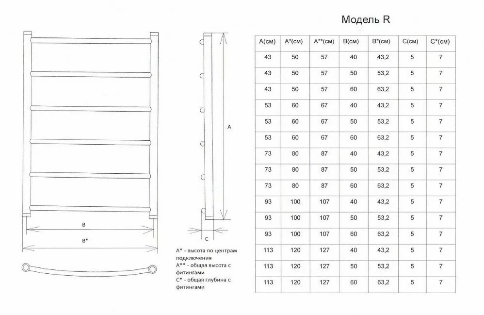 картинка Полотенцесушитель Двин R 60/50 Водяной (1"-1/2" К3 Чёрный матовый) (4627167081237) 