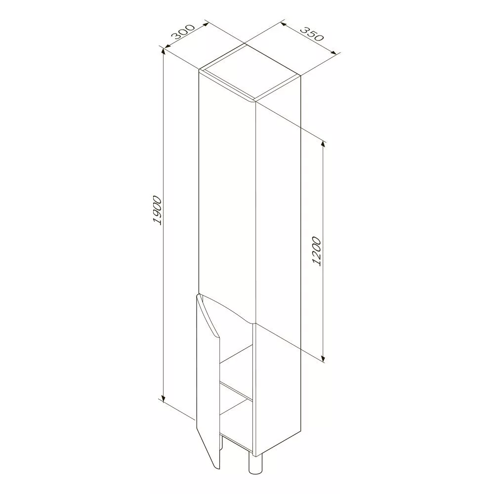 фото Шкаф-колонна AM.PM Like M80CSR0356WG напольный правый 35 см двери белый глянец 