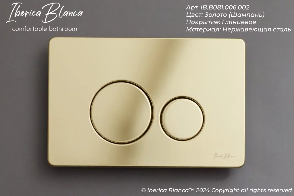 картинка Комплект 3 в 1 IBERICA BLANCA инсталляция с унитазом BURGOS ALTO IB.BRA.231.1B1 клавишей шампань-золото глянцевый INOX-O IB.B081.006.002 