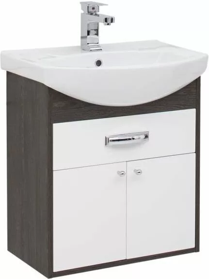 фото Тумба с раковиной Aquanet Грейс 60 дуб кантербери/белый (1 ящик, 2 дверцы) арт. 00212649 