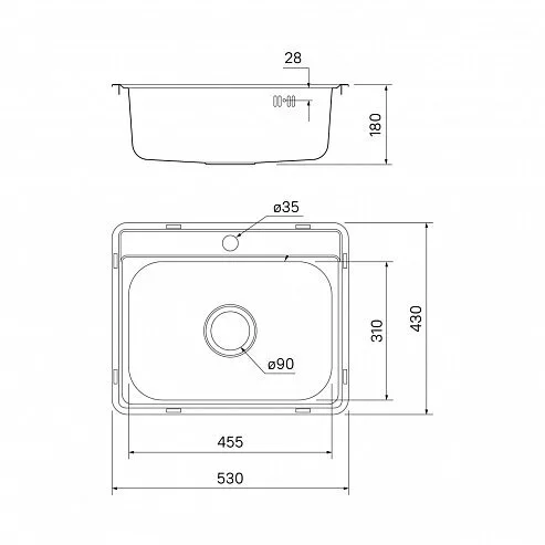 картинка Мойка IDDIS Basic нержавеющая сталь полированная 530*430 BAS53P0i77 