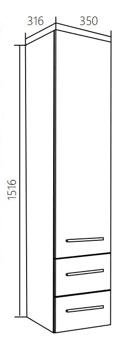 фото Пенал 1Marka Соната 35П 1д.2в.я., белый глянец R 