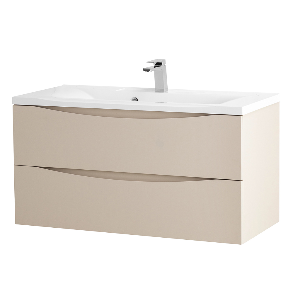 фото Тумба с раковиной подвесная BelBagno MARINO 100 Crema Opaco, раковина белая 