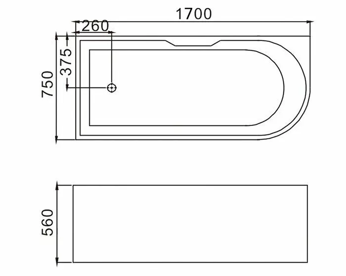 картинка Ванна пристенная Grossman GR-2202R 75x170x56 