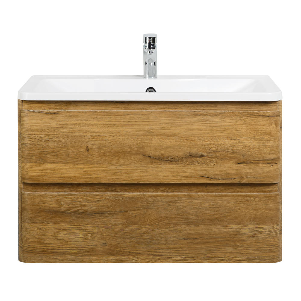 фото Тумба с раковиной подвесная BelBagno ALBANO 80 Rovere Rustico, раковина белая 