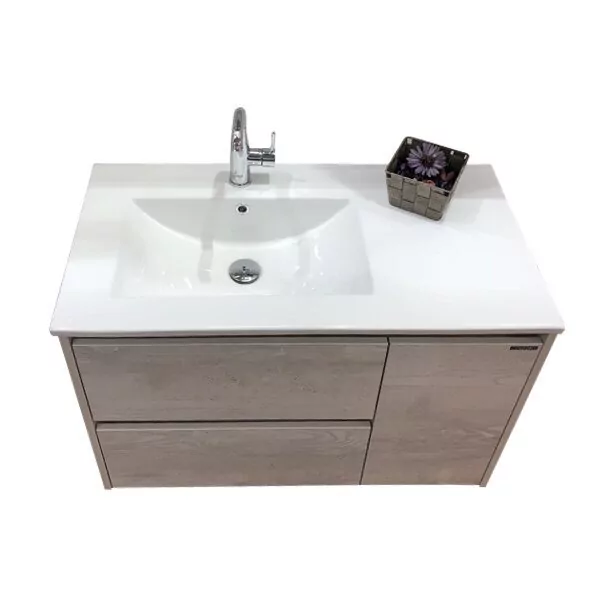 фото Тумба с раковиной Comforty Бремен 90 дуб белый 