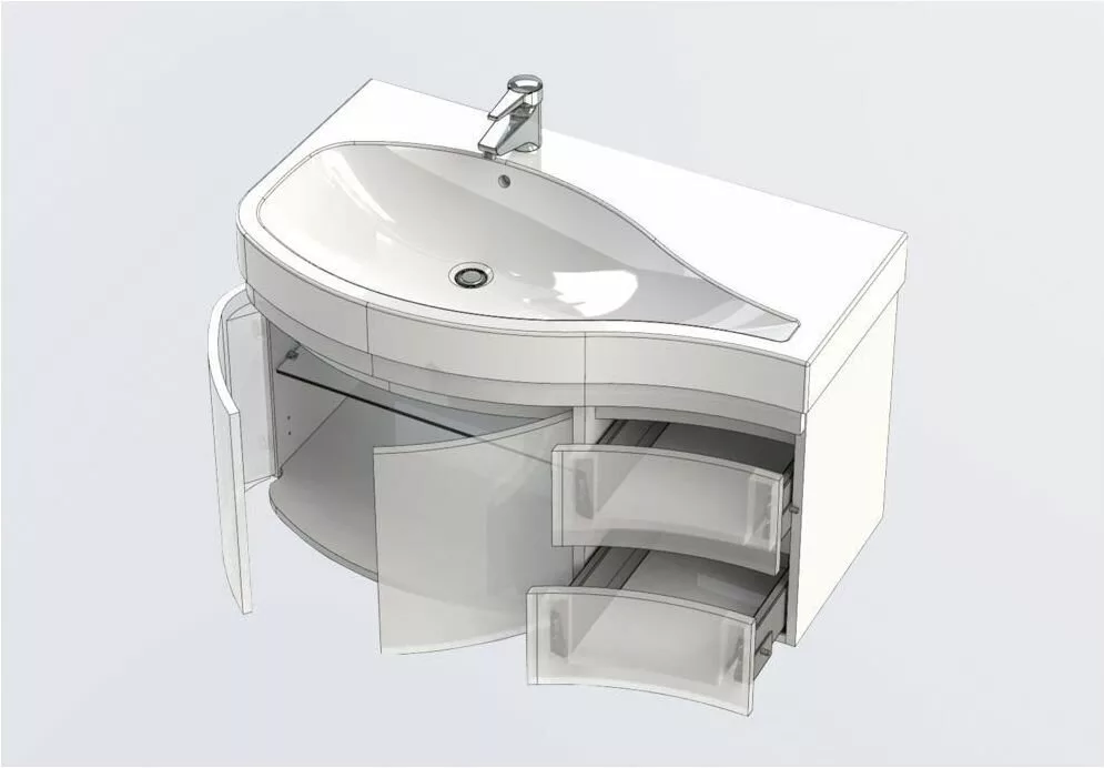фото Тумба с раковиной Aquanet Сопрано 95 L белый (2 дверцы 2 ящика) арт. 00212998 