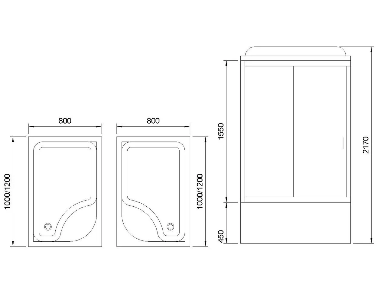 картинка Душевая кабина Royal Bath 8100BP1-T-CH (прозрачное) левая 100x80x217 