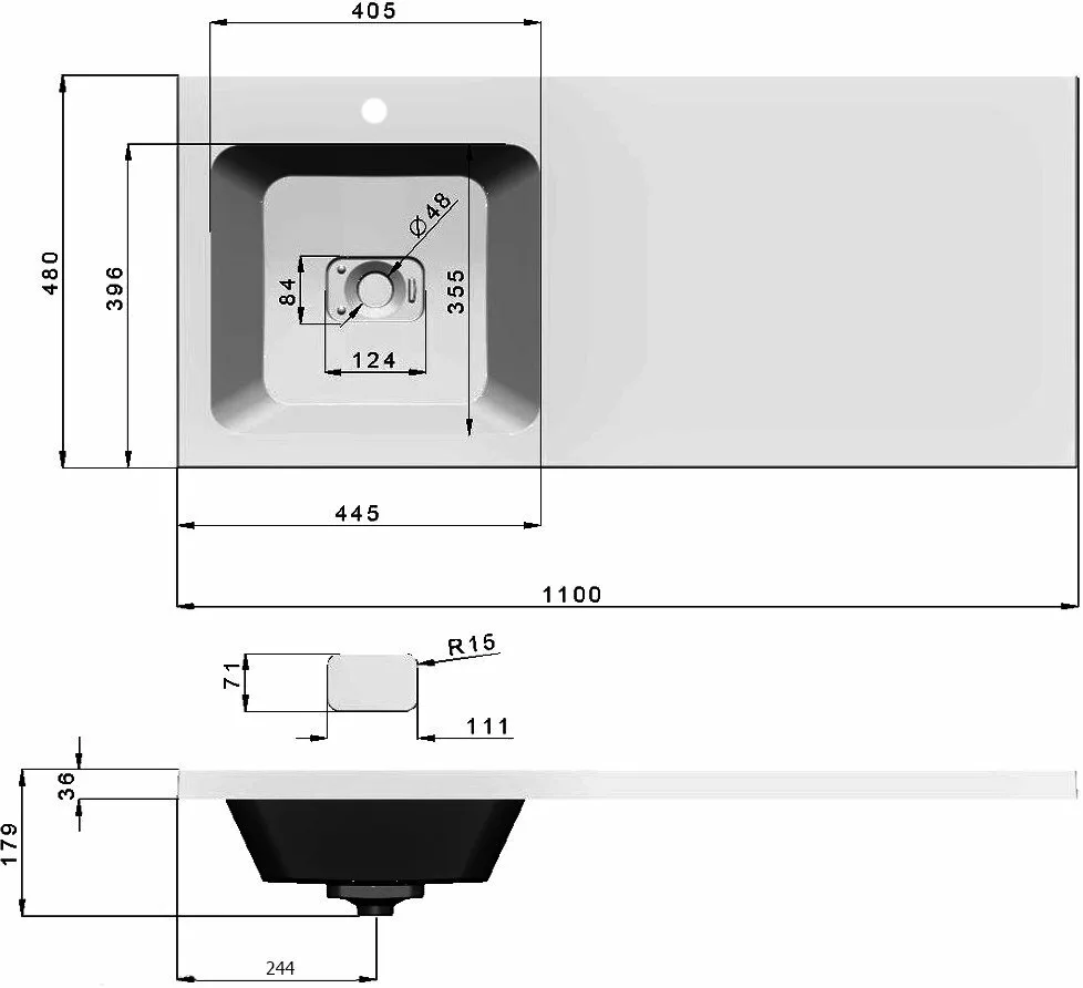 картинка Раковина над стиральной машиной Madera Kamilla 110, левая 