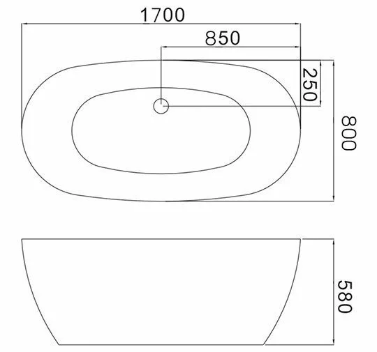 картинка Ванна отдельностоящая Grossman GR-2501 M Black 80x170x58 