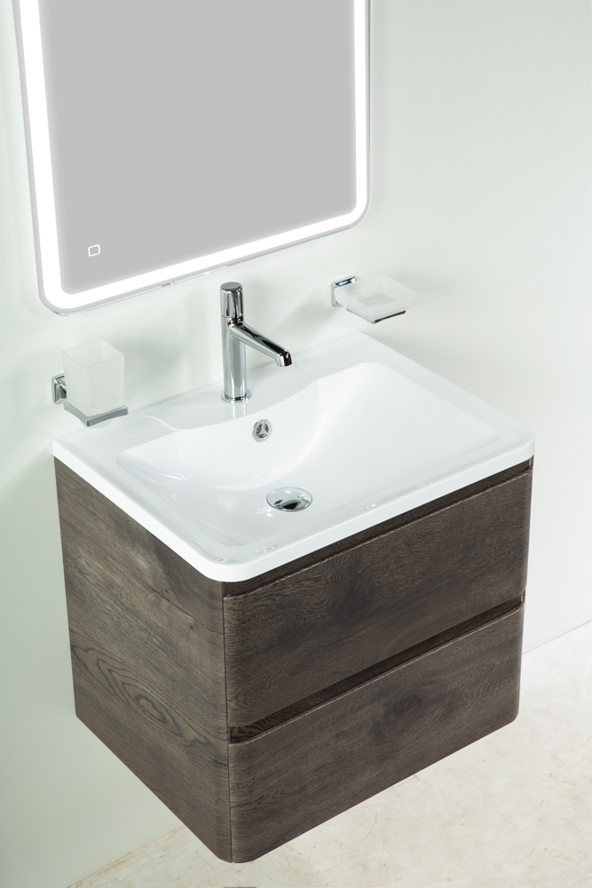 фото Тумба с раковиной подвесная BelBagno ALBANO 70 Rovere Nature Grigio, раковина белая 