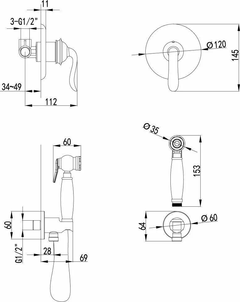 картинка Смеситель гигиенический душ Lemark Brava LM4719G 