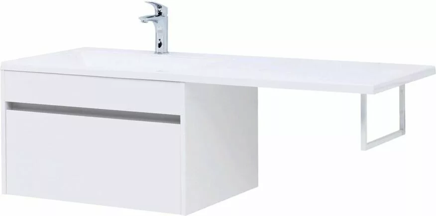 фото Тумба с раковиной Aquanet Токио 130 L белый (подвесная, 1 ящик) арт. 00239217 