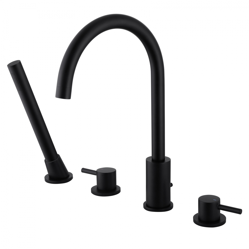 картинка Смеситель ABBER Wasser Kreis AF8113B на борт ванны черный матовый 