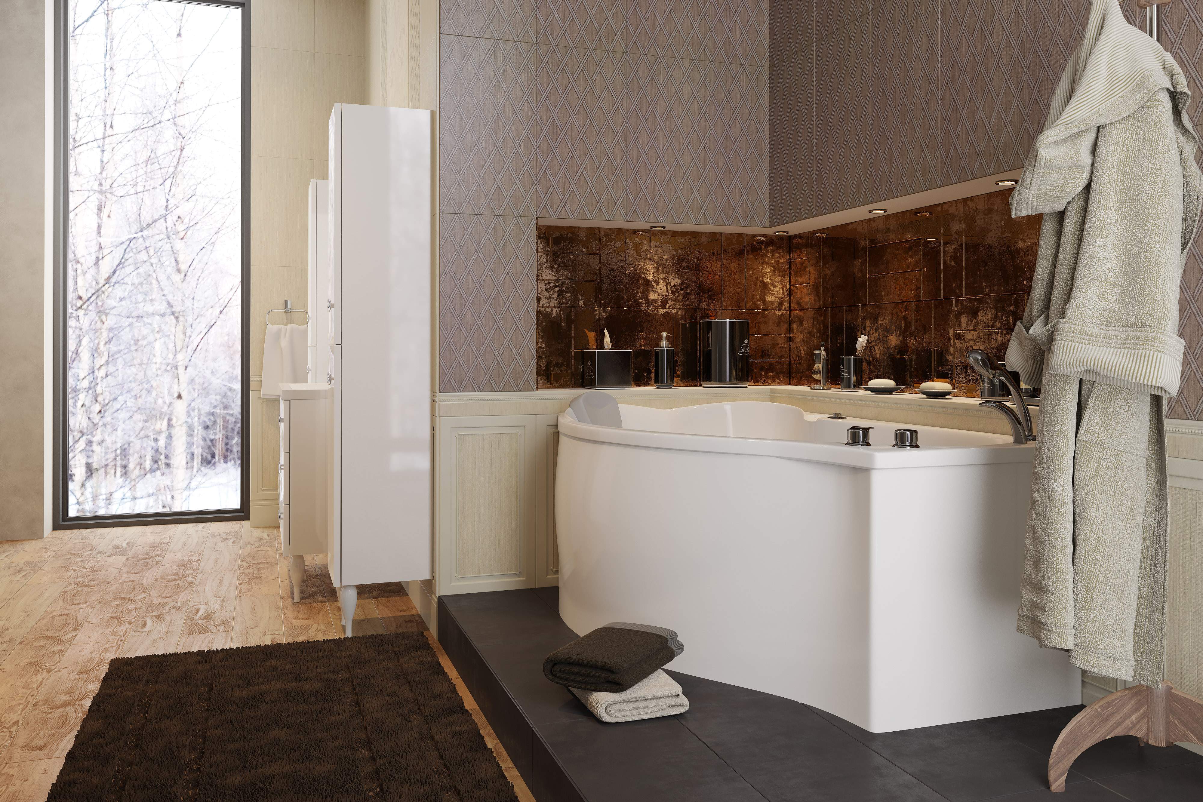 картинка Ванна Marka One GRACIA 150x90 L с каркасом и слив-переливом 