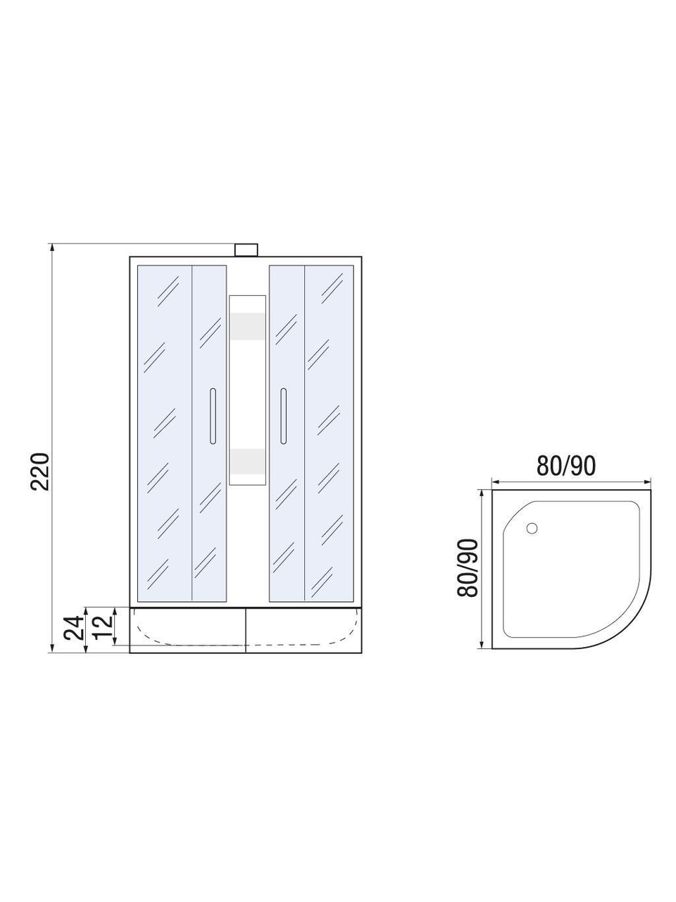 картинка Душевая кабина River NARA LIGHT Б/К XL 80/24 MT 