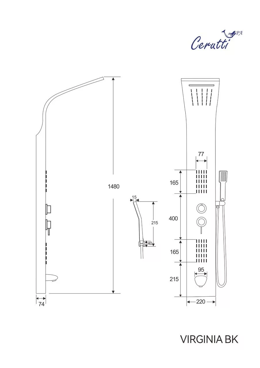 картинка Панель душевая Ceruttispa VIRGINIA BK CT9989 