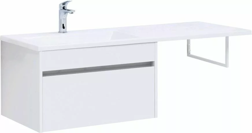 фото Тумба с раковиной Aquanet Токио 130 L белый (подвесная, 1 ящик) арт. 00239217 