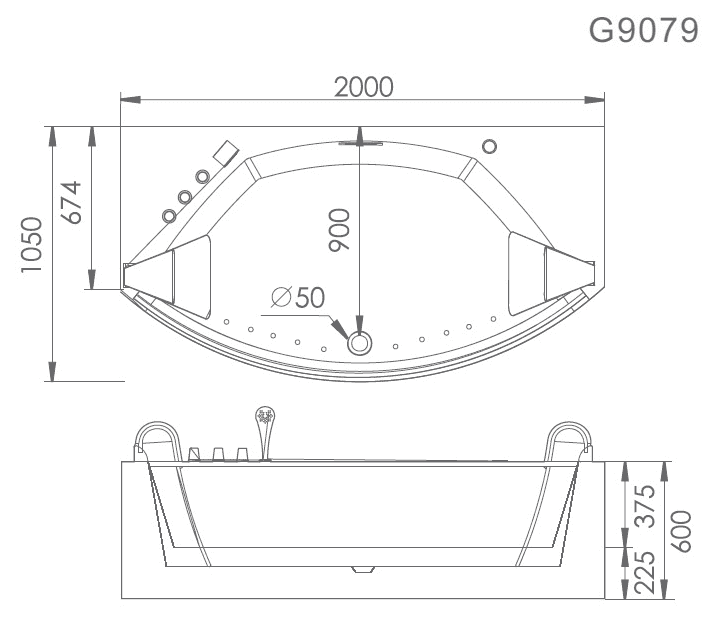 картинка Акриловая ванна Gemy G9079 