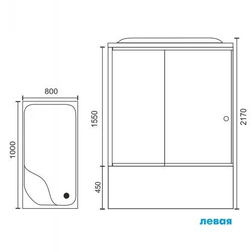 картинка Душевая кабина Royal Bath 8100BP3-BT-CH (черное/прозрачное) левая 100x80x217 