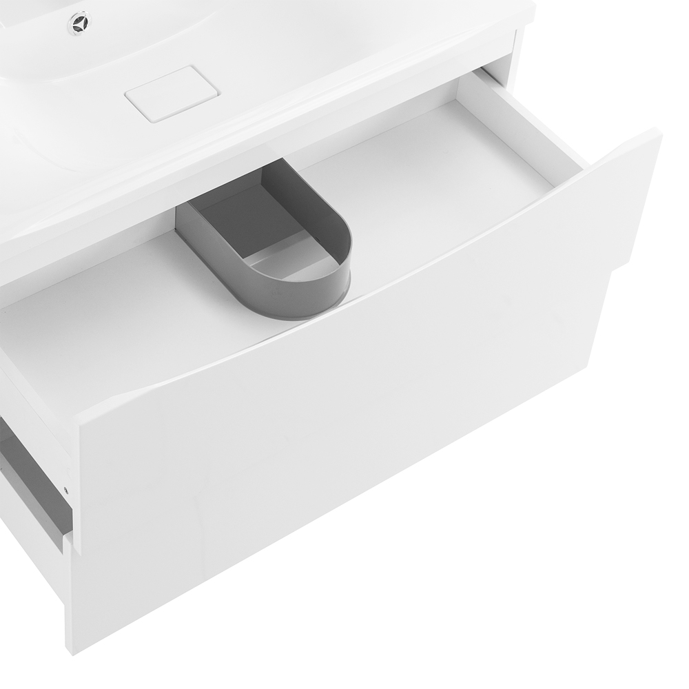 фото Тумба с раковиной подвесная BelBagno MARINO 100 Bianco Lucido, раковина белая 