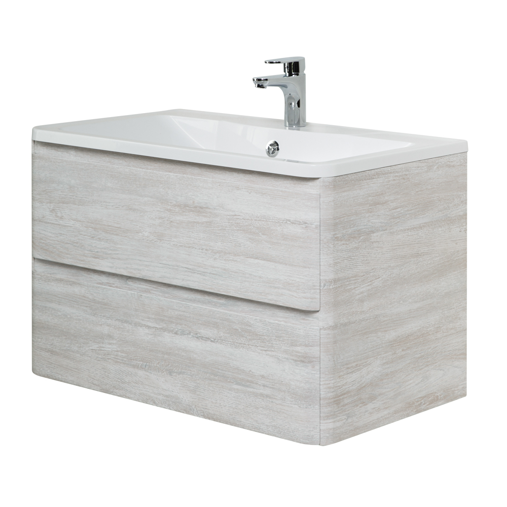 фото Тумба с раковиной подвесная BelBagno ALBANO 100 Rovere Vintage Bianco, раковина белая 