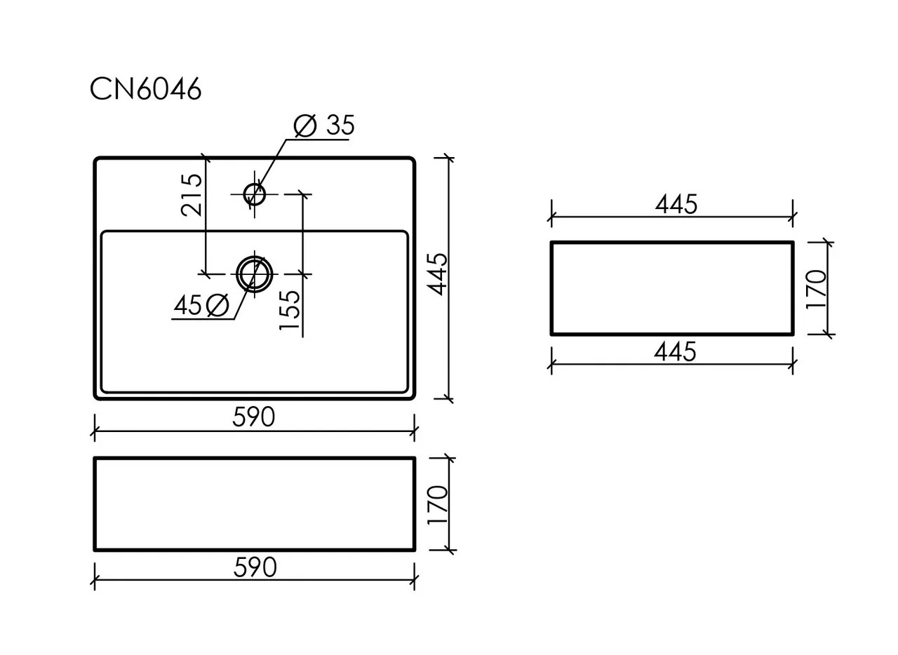 картинка Накладная раковина Ceramicanova Element CN6046 цвет белый 59х45 см 