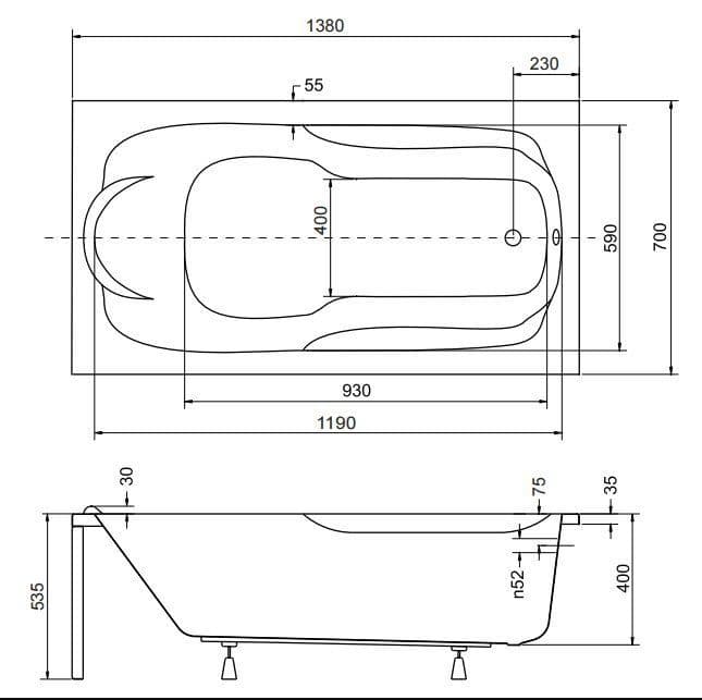 картинка Акриловая ванна Besco Bona 140x70 