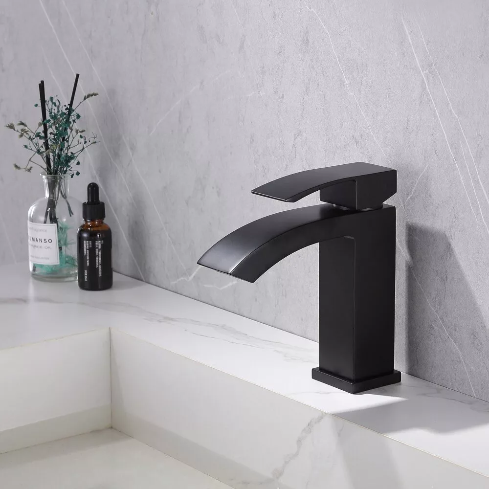 картинка Смеситель ABBER Wasserfall AF8610B для раковины, черный матовый 