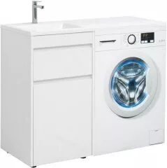 фото Тумба с раковиной Aquanet Токио 110 L белый (напольная, 1 ящик) арт. 00239298 