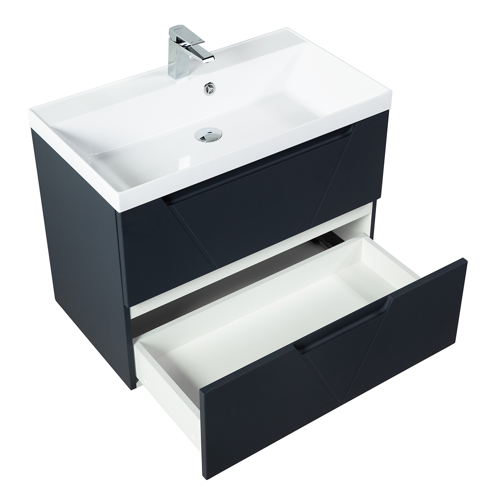 фото Тумба с раковиной подвесная BelBagno VITTORIA 80 Grigio Opaco, раковина белая 