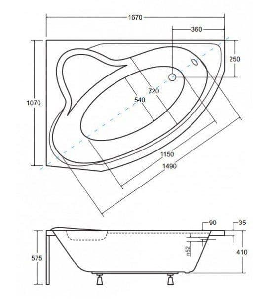 картинка Акриловая ванна Besco Delfina 166x107 L 