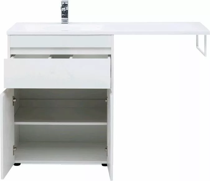 фото Тумба с раковиной Aquanet Токио 130 L белый (напольная, 1 ящик, 2 дверцы) арт. 00239215 