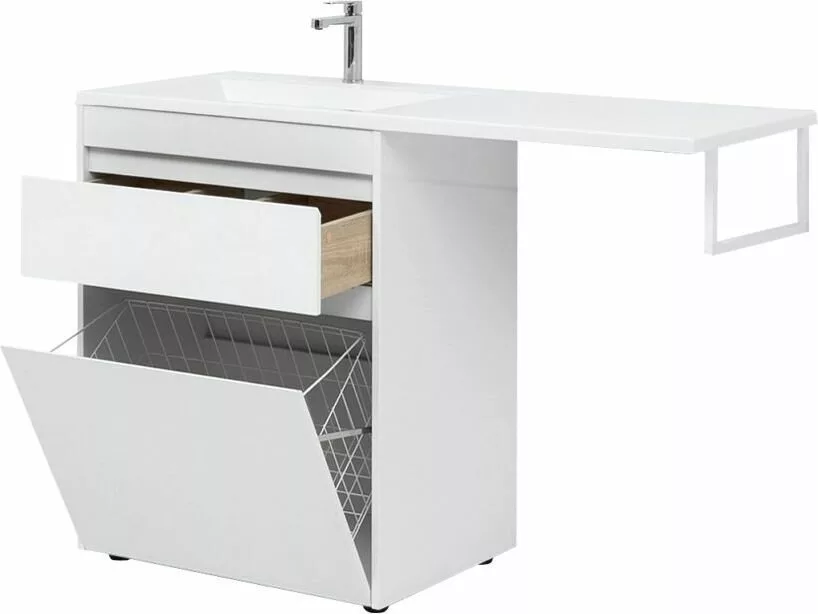 фото Тумба с раковиной Aquanet Токио 130 L белый (напольная, 1 ящик) арт. 00239302 