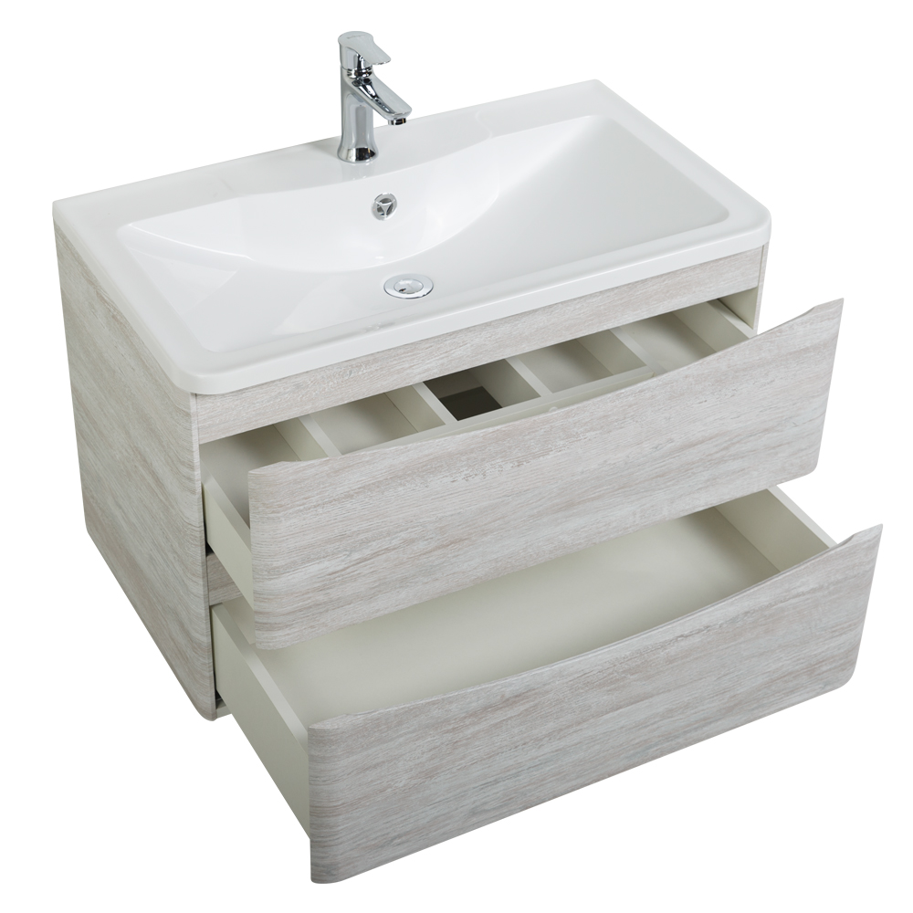 фото Тумба с раковиной подвесная BelBagno ACQUA 100 Rovere Vintage Bianco, раковина белая 