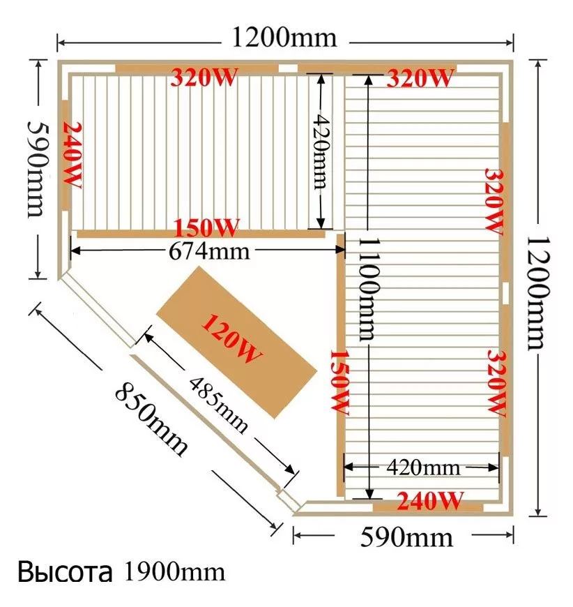 картинка Инфракрасная сауна SaunaMagic Classic CS Corner Mini (120х120) 