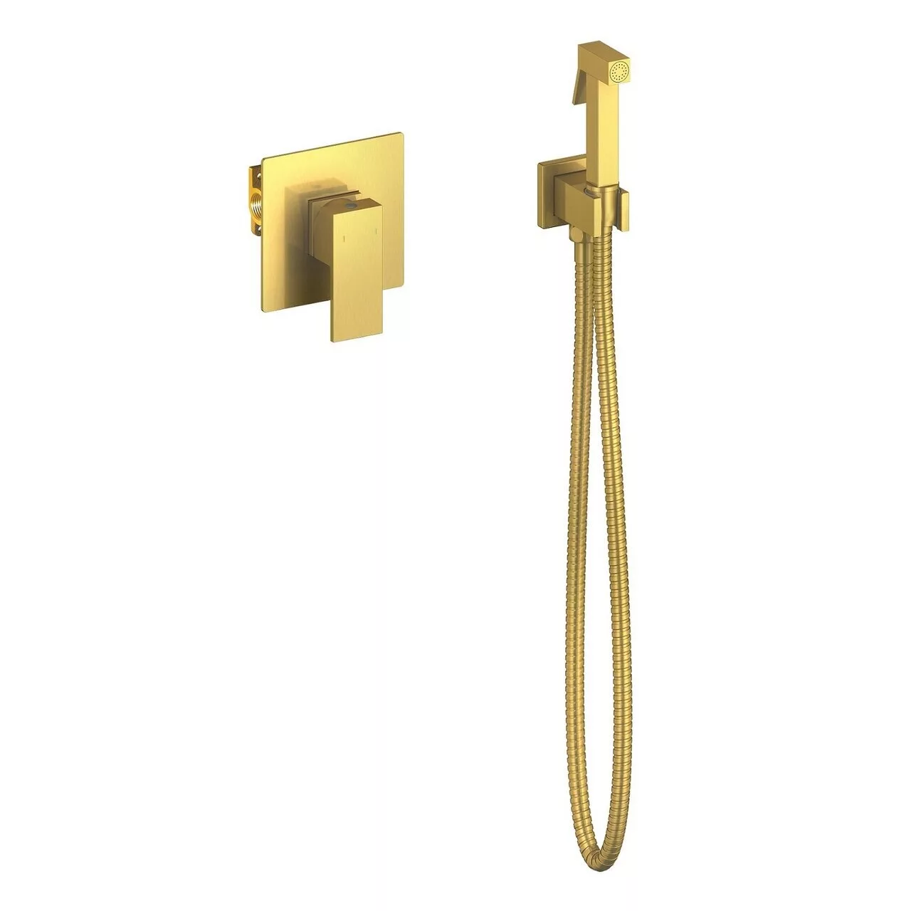 картинка Смеситель встроенный с гигиеническим душем Timo Selene 2089/17SM золото матовое 