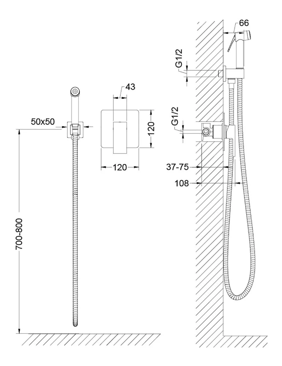картинка Смеситель встроенный с гигиеническим душем Timo Selene 2089/17SM золото матовое 