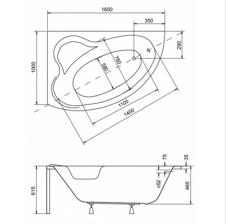 картинка Акриловая ванна Besco Ada 160x100 L 