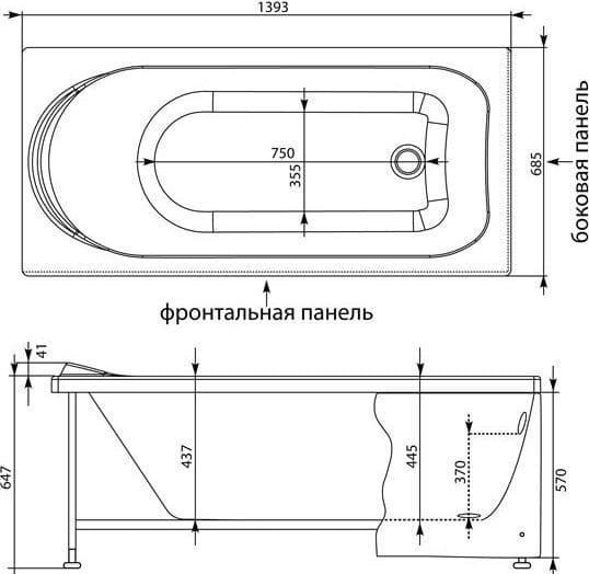 картинка Акриловая ванна Aquanet Nord 140x70 с ножками 00178682 