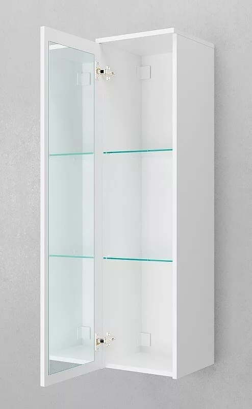 фото Шкаф-пенал подвесной Velvex Unit 120, зеркало внутр., белый лед 