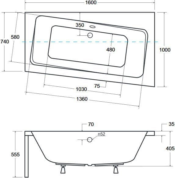 картинка Акриловая ванна Besco Infinity 160x100 P с каркасом KMB26010 