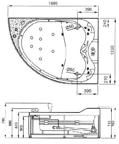 картинка Акриловая ванна Gemy G9086 O R 