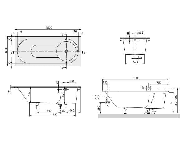 картинка Акриловая ванна Villeroy & Boch Libra 180x80 см alpin 