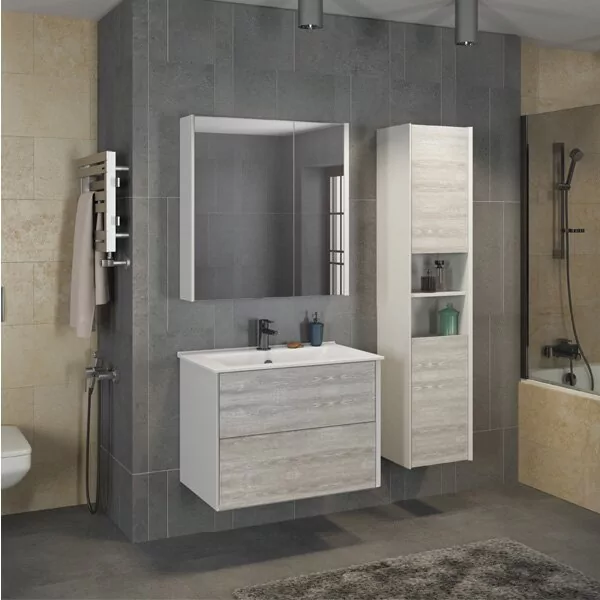 фото Тумба с раковиной Comforty Женева 75 дуб белый 