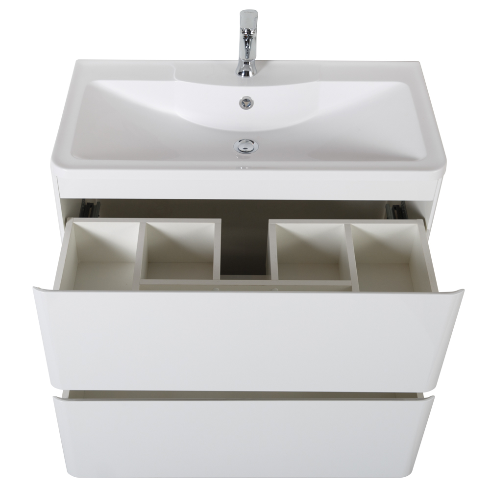 фото Тумба с раковиной напольная BelBagno ALBANO 100 Bianco Lucido, раковина белая 