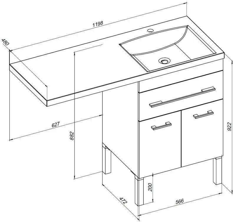 фото Тумба с раковиной Aquanet Верона 120 R белый (напольная, 1 ящик, 2 дверцы) арт. 00239949 