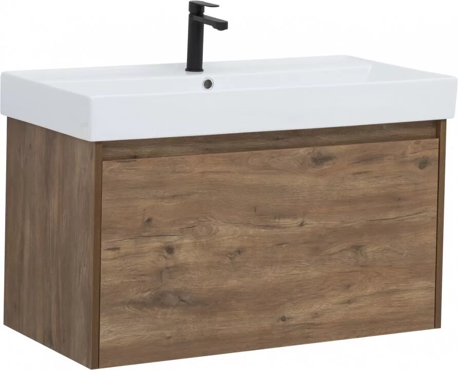 фото Тумба с раковиной Aquanet Nova Lite 90 дуб рустикальный (1 ящик) арт. 00254698 