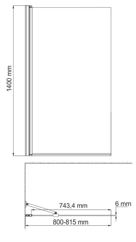 картинка Стеклянная шторка на ванну WasserKRAFT Berkel 48P01-80 Fixed 
